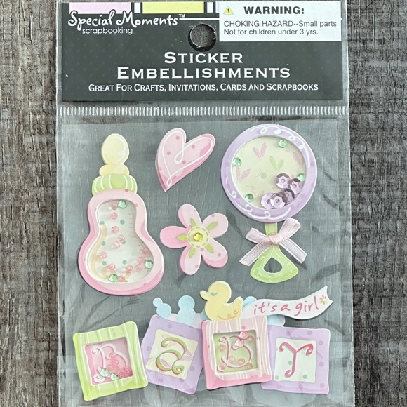 💞 New It’s A Girl Baby Dimensional Scrapbook Stickers - Picture 1 of 2